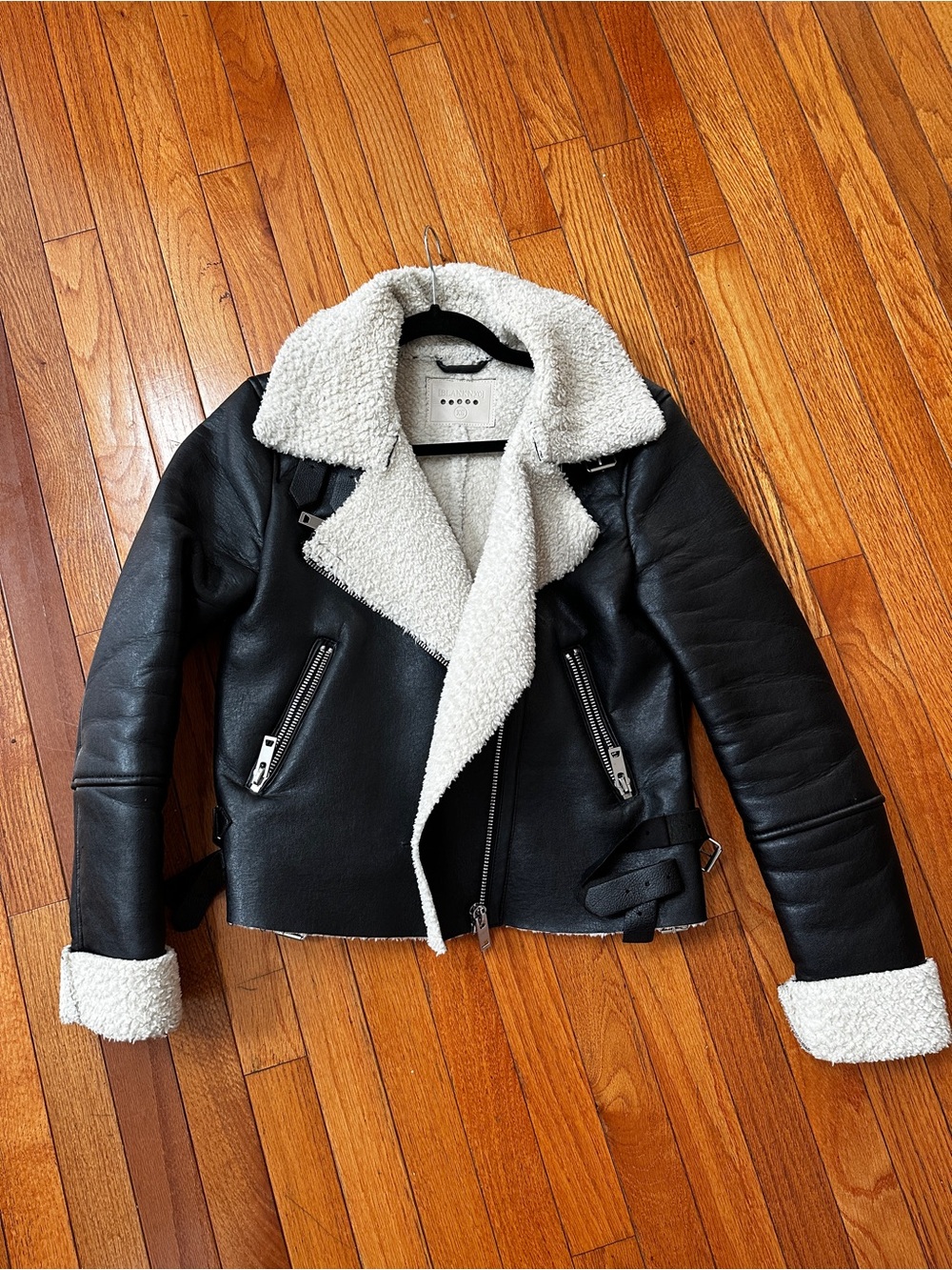 Blank NYC Black Faux Leather Sherpa Moto Jacket